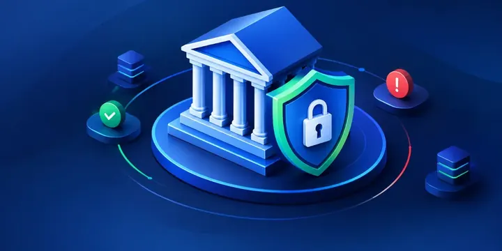 Courthouse column motif combined with a secure digital shield