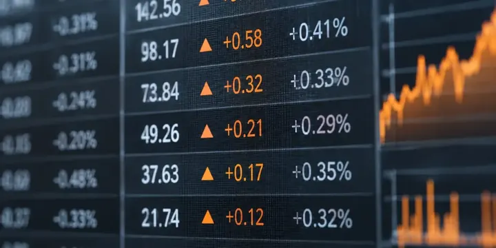 Macro close up of a price ticker display with tiny price increments highlighted